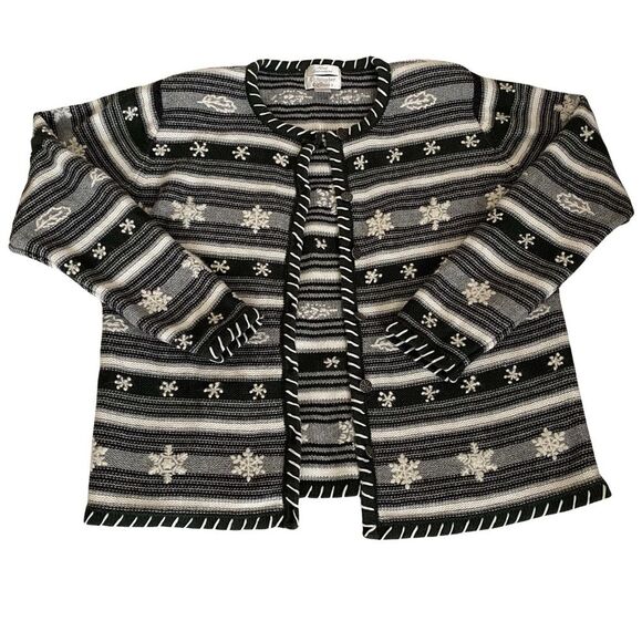 Vintage Y2K Christopher & Banks Hand Embroidered Snowflake Sweater Size M - Picture 3 of 9